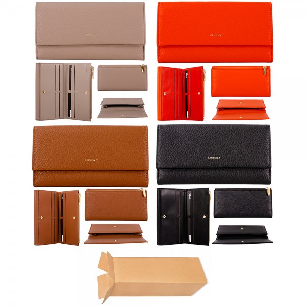7262 ASSORTED LARGE PU WALLET PURSE W/MULTIPLE C.SEC BOX OF 12