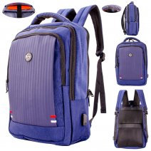 2655 BLUE/BLUE 18'' PINSTRIPE POLYESTER BACKPACK W/PU PATTERN