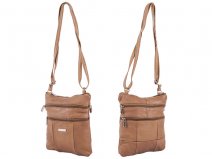 3738 TAN Cow Hide Bag Top Zip + 4 Zips