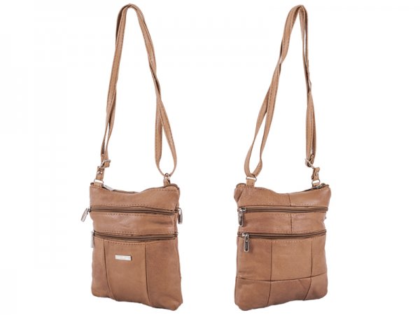 3738 TAN Cow Hide Bag Top Zip + 4 Zips