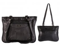 1918 Black Top Zip S.Nappa Twin Handle Bag, Frnt, Bck