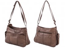 3743 BROWN Cow Hide Bag Twin Top + 2 Zips