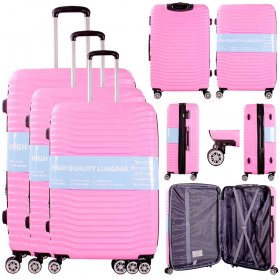 T-HC-26 PINK SET OF 3 TRAVEL TROLLEY SUITCASE