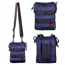 LL-257 NAVY X-BODY 2 ZIP SHOULDER BAG