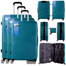 T-HC-14 GREEN SET OF 3 TRAVEL TROLLEY SUITCASE
