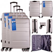 T-HC-24 SILVER SET OF 3 TRAVEL TROLLEY SUITCASE