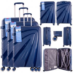 T-HC-PP03 NAVY SET OF 3 TRAVEL TROLLEY SUITCASE