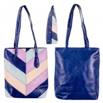 5711 NAVY/BLUE/LILAC/BEIGE PU TOP ZIP TOTE/SHOPPING/SHOULDER BAG