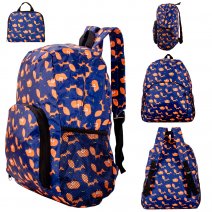 LL-98 NAVY ORANGE FOX FOLDABLE BACKPACK