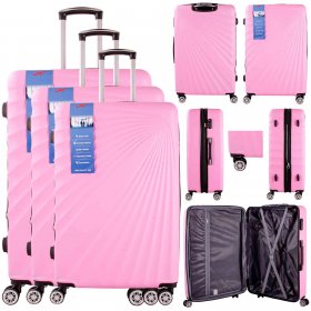 T-HC-13 PINK SET OF 3 TRAVEL TROLLEY SUITCASE