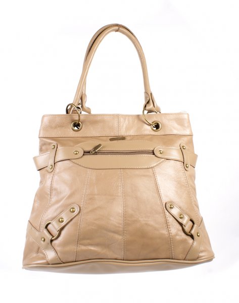 3763 FAWN COWHIDE ZIP TOTE - P046/47