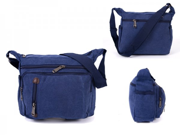 2561 Blue Large Bag With Top Zip, 3 Front Zips & Ba