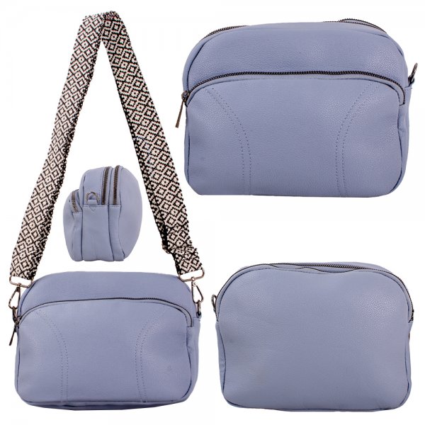 JBFB459 SKY PU FASHION X-BODY SHOULDER BAG WITH 3 ZIPS