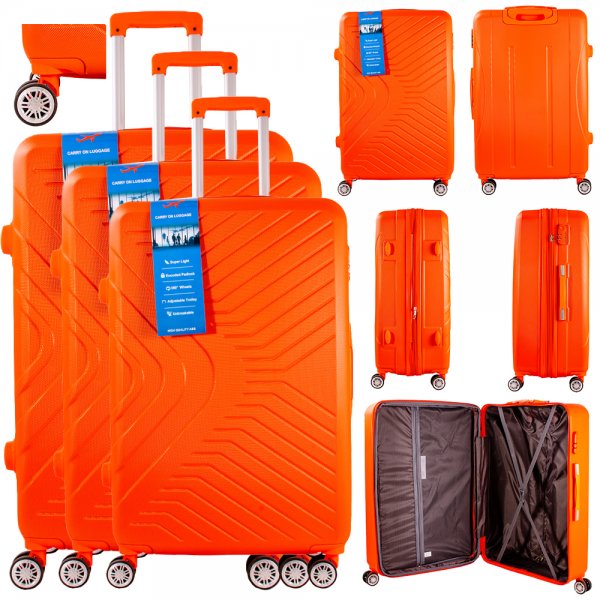 T-HC-15 ORANGE SET OF 3 TRAVEL TROLLEY SUITCASE