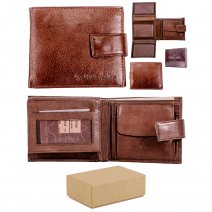 1063 BROWN RFID ITALIAN LEATHER WALLET BOX OF 12