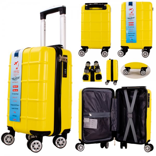 T-HC-US-13 YELLOW 15.7'' UNDER-SEAT CABIN-SIZE TRAVEL TROLLEY
