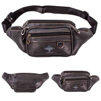 6897 BLACK PREMIUM TWO-TONE PU BUMBAG W/6 ZIPS