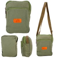 LL-166 GREEN X-BODY 3 ZIP SHOULDER BAG