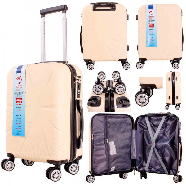 T-HC-US-1829 BEIGE CABIN-SIZE EASYJET TRAVEL TROLLEY SUITCASE