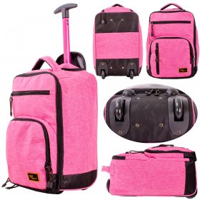 JBTB89 BLK/PINK OVERHEAD/UNDERSEAT TROLLEY 2-WHEELED TRAVEL BAG