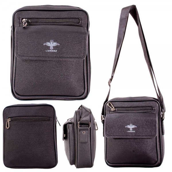 6893 BLACK WVN GRN PU 2/ZIP X-BODY GENTS BAG