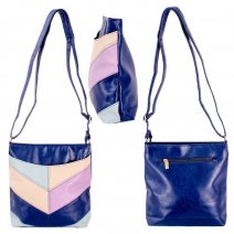 5710 NAVY/BLUE/LILAC/BEIGE PU TOP ZIP X-BODY/SHOULDER BAG