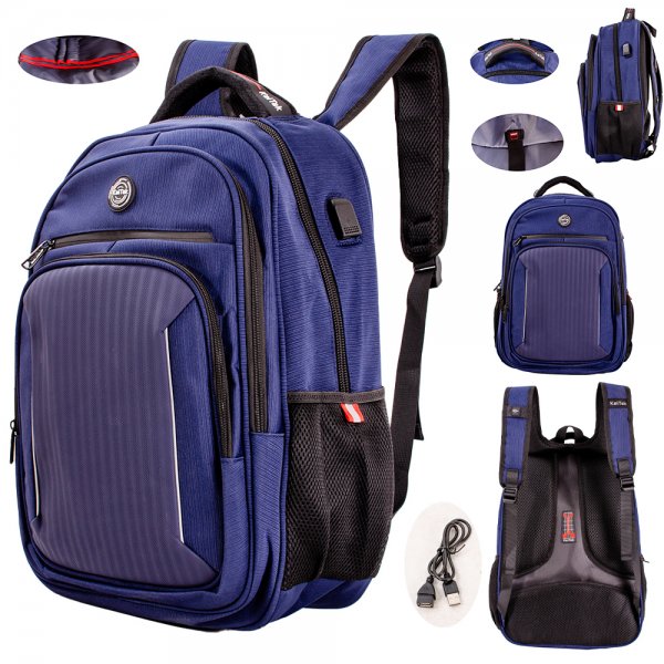 2656 BLUE/BLUE 19'' PINSTRIPE POLYESTER BACKPACK W/PU PATTERN