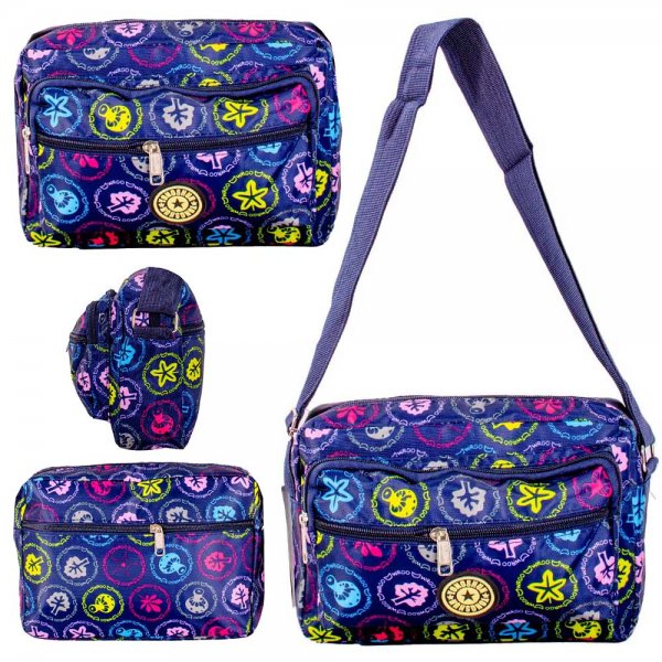 LL-157A NAVY MUSHROOM 4 ZIP SHOULDER BAG