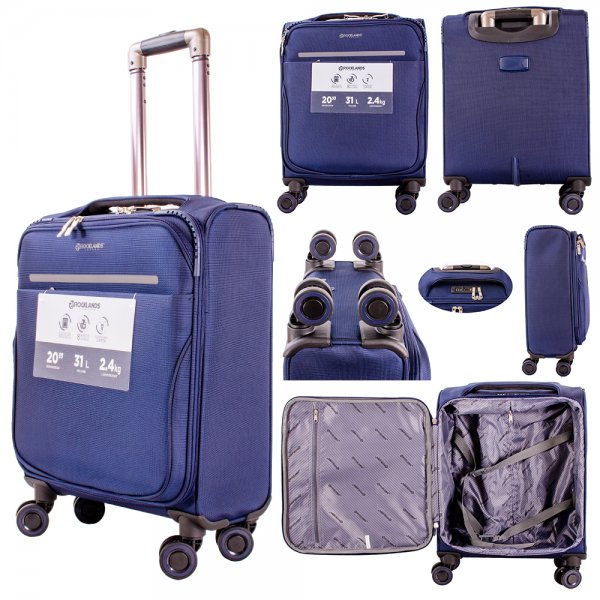 ROCKLANDS NAVY 20'' TRAVEL TROLLEY SUITCASE