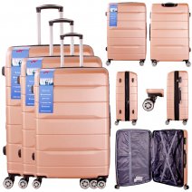 T-HC-24 ROSE GOLD SET OF 3 TRAVEL TROLLEY SUITCASE