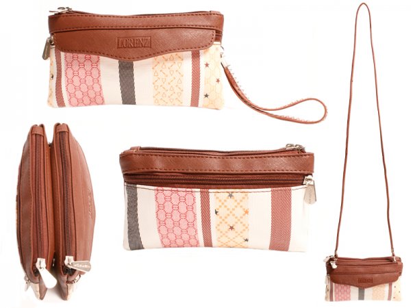 7802 BROWN Purse/Bag with Neck Strap & Front Flap