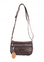 3772 BROWN SMALL TRIPLE ZIP COW HIDE BAG