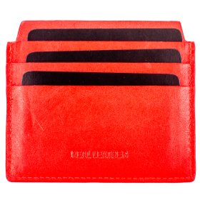 0995 RED GRAINED C.NAPPA LEATHER RFID CARD CASE