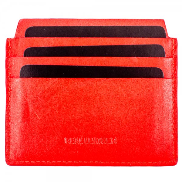 0995 RED GRAINED C.NAPPA LEATHER RFID CARD CASE