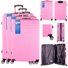 T-HC-10 PINK SET OF 3 TRAVEL TROLLEY SUITCASE
