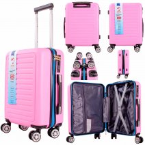 T-HC-US-22 PINK W/BLUE ZIP CABIN EASYJET TROLLEY SUITCASE