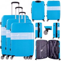 T-HC-26 LIGHT BLUE SET OF 3 TRAVEL TROLLEY SUITCASE