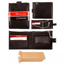 1172 BLACK MF RFID LEATHER WALLET WITH LOCK KEYCHAIN BOX OF 10