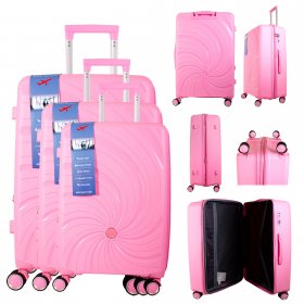 T-HC-PP04 PINK SET OF 3 TRAVEL TROLLEY SUITCASE