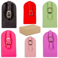 1503 ASSORTED LEATHER BAG NAME TAG BOX OF 12