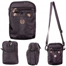 LL-259 BLACK POLYESTER 4 ZIP X-BODY BAG