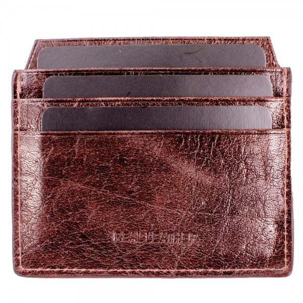 0995 DARK BROWN GRAINED C.NAPPA LEATHER RFID CARD CASE