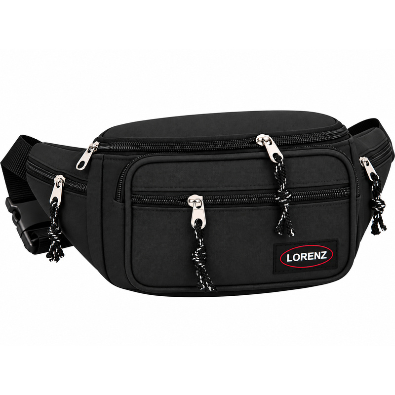 2512 Black Bumbag With 2 Top Zips & 2 Front zips 1 EA (New) (image for) 2512 Black Bumbag With 2 Top Zips & 2 Front zips 1 EA (New)