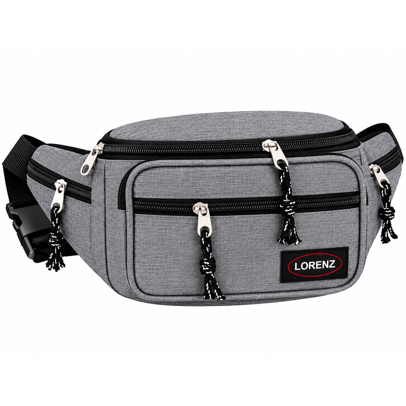 2512 Grey Bumbag With 2 Top Zips & 2 Front zips 1 EA (New) (image for) 2512 Grey Bumbag With 2 Top Zips & 2 Front zips 1 EA (New)